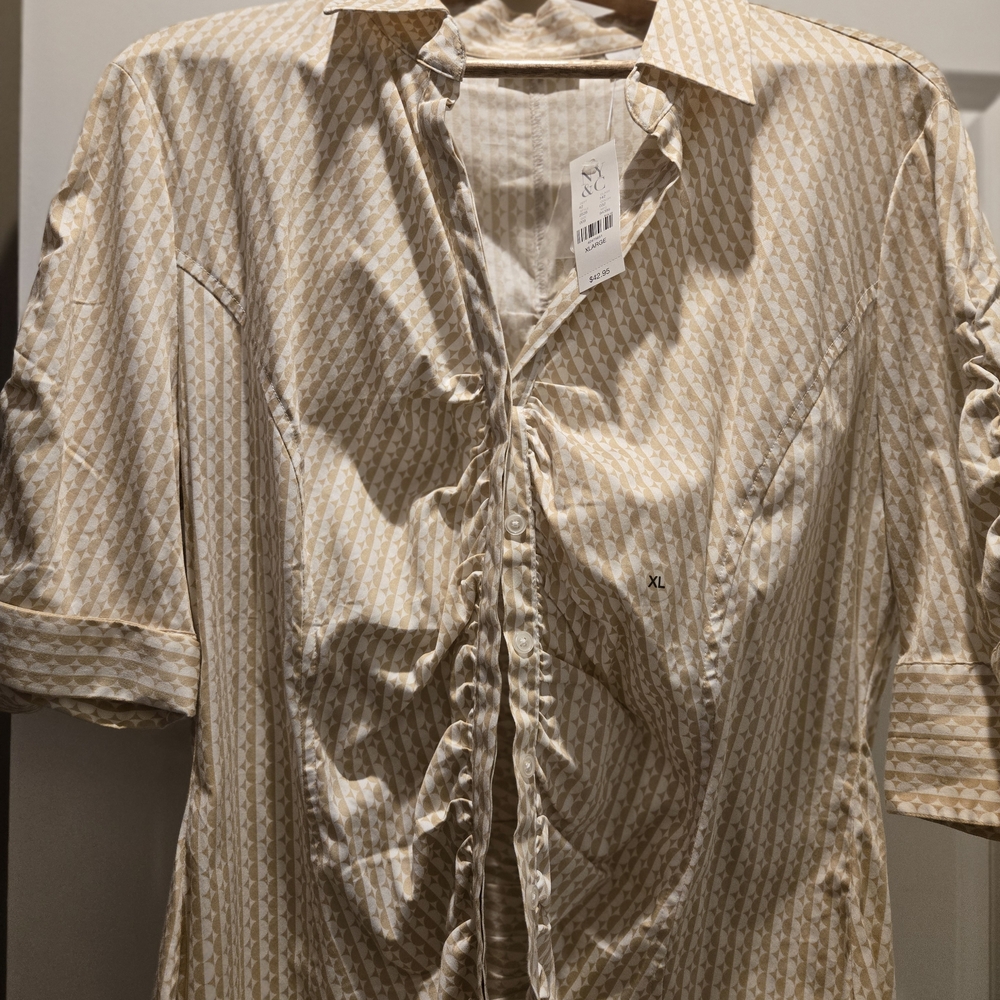 Men's Beige Patterned Shirt
